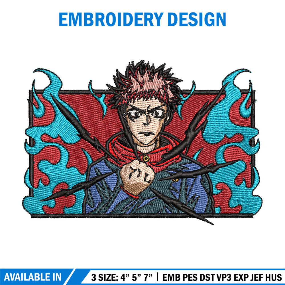 Yuji frame embroidery design, Jujutsu embroidery, Anime design, Embroidery shirt, Embroidery file, Digital download.jpg