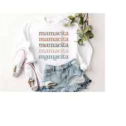 mamacita sweatshirt, spanish mamacita shirt, pregnancy reveal, pregnancy announcement, baby shower gifts, leopard mamaci