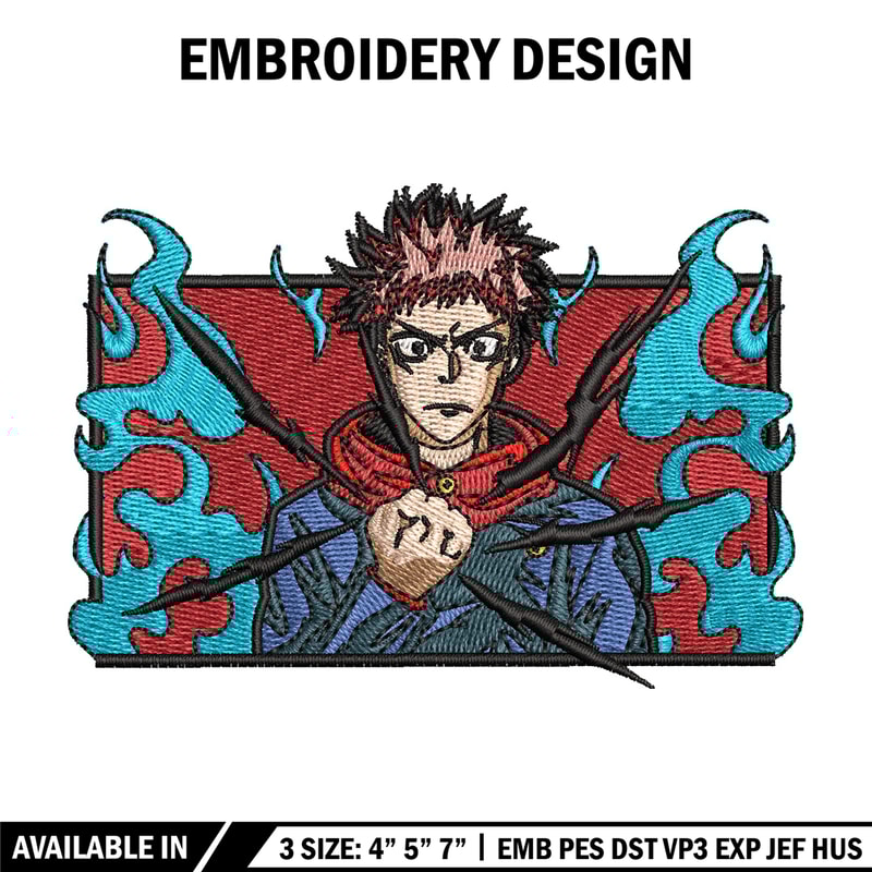 Yuji frame embroidery design, Jujutsu embroidery, Anime design, Embroidery shirt, Embroidery file, Digital download.jpg