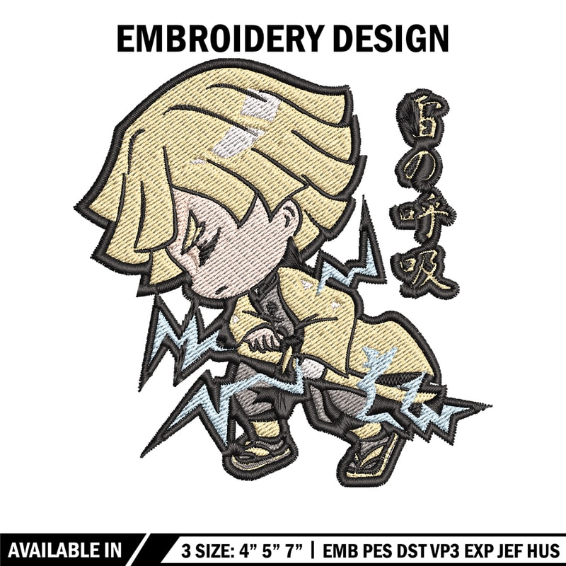 Zenitsu chibi embroidery design, Zenitsu embroidery, Anime design, Embroidery shirt, Embroidery file, Digital download.jpg