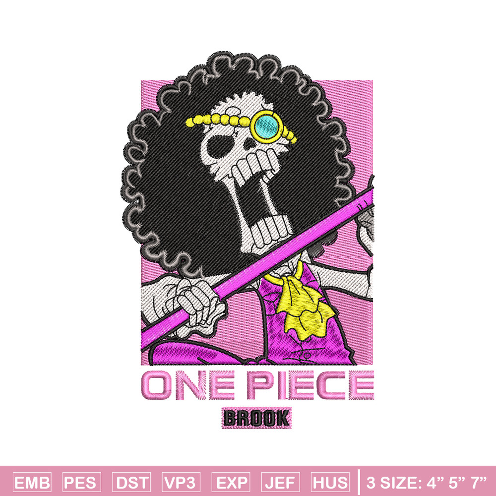 Brook embroidery design, One Piece embroidery, embroidery file, anime design, logo design, anime shirt, Digital download.jpg
