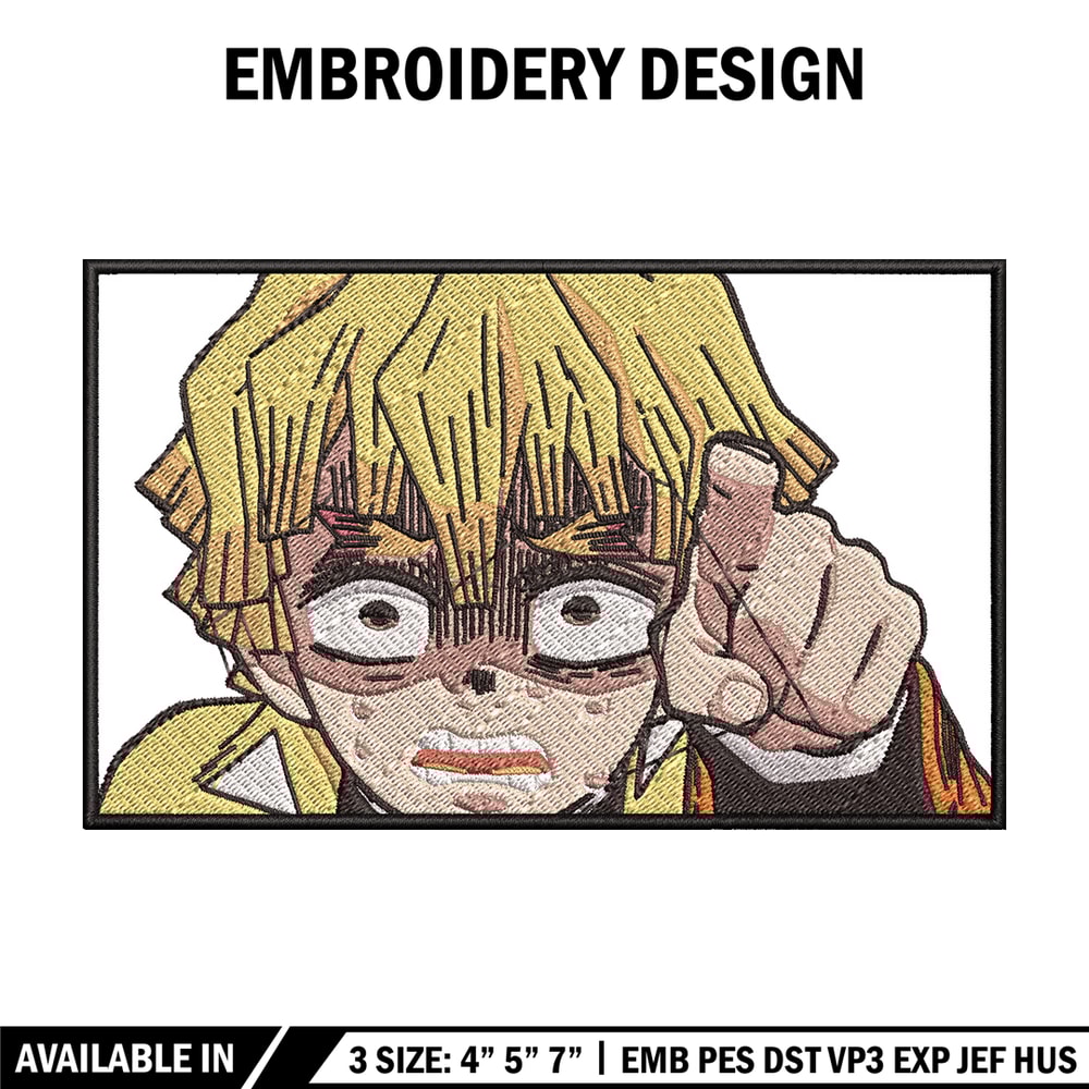 Zenitsu scary embroidery design, Zenitsu embroidery, Anime design, Embroidery shirt, Embroidery file, Digital download.jpg