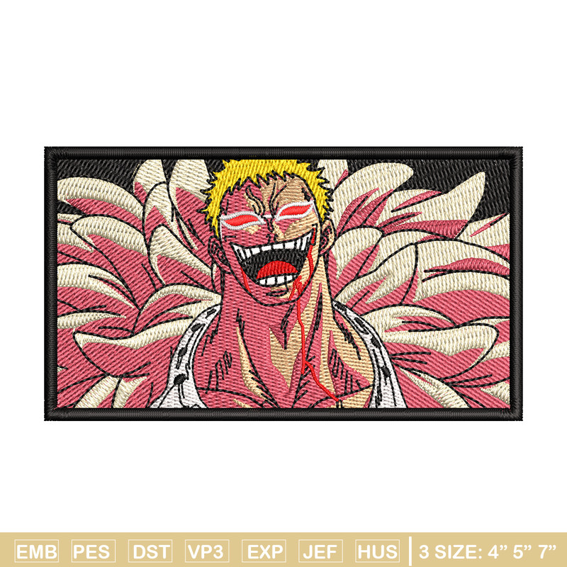 Doflamingo laugh embroidery design, One Piece embroidery, anime design, embroidery file, anime shirt, Digital download.jpg