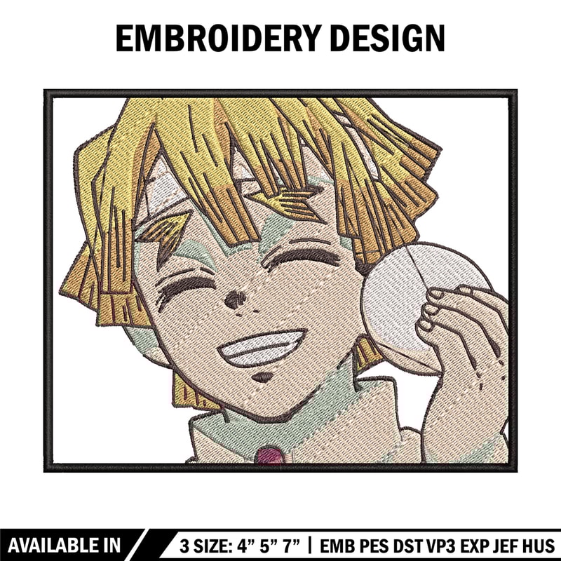Zenitsu smile embroidery design, Zenitsu embroidery, Anime design, Embroidery shirt, Embroidery file, Digital download.jpg