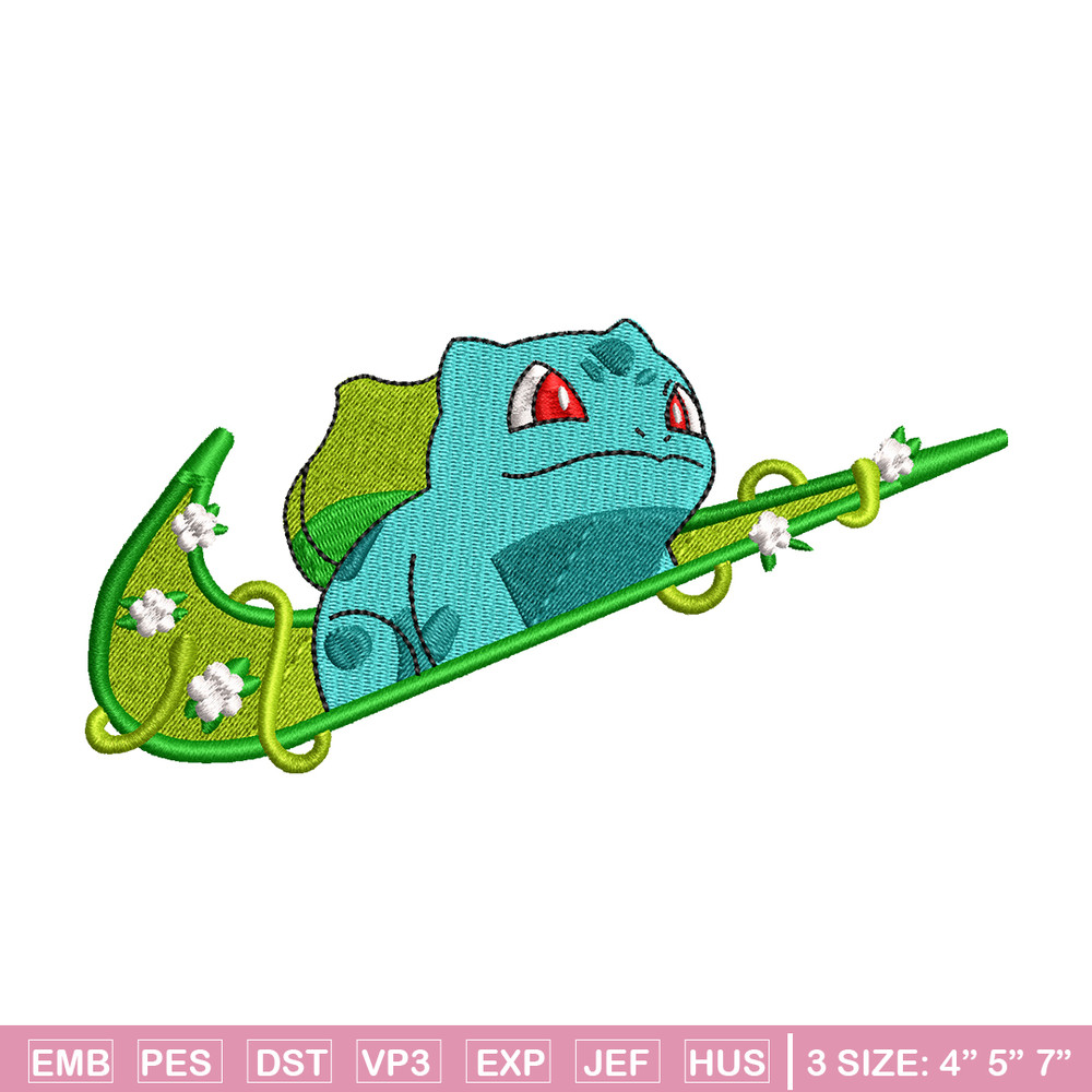 Bubasaur nike embroidery design, Pokemon embroidery, nike design, anime design, anime shirt, Digital download.jpg