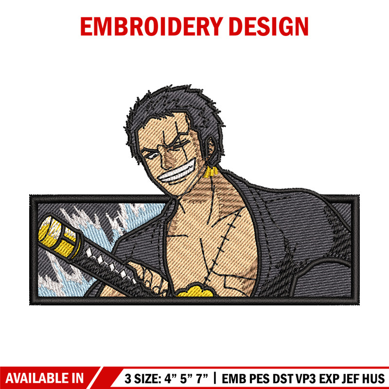 Zoro box embroidery design, One piece embroidery, Anime design, Embroidery shirt, Embroidery file, Digital download.jpg