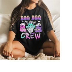 boo boo crew nurse ghosts sweatshirt nurse halloween shirt ghost nurse shirt boo crew tshirt, funny nurses shirts hallow