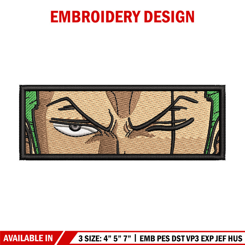Zoro eyes embroidery design, One piece embroidery, Anime design, Embroidery shirt, Embroidery file, Digital download.jpg