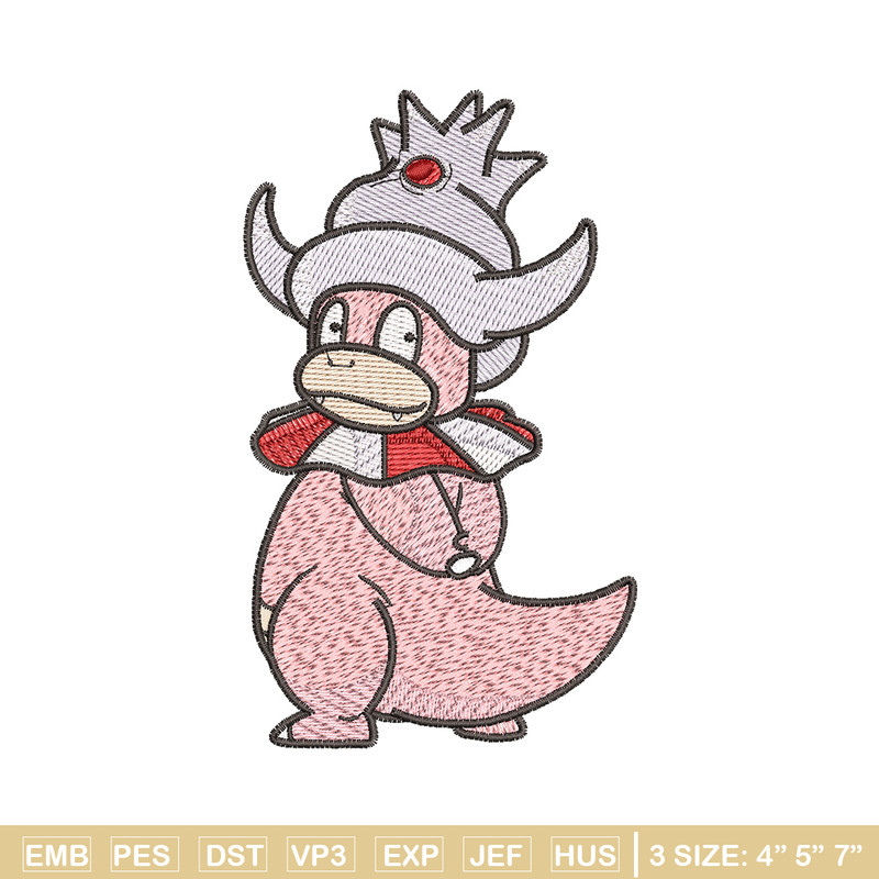 Slowking embroidery design, Pokemon embroidery, Embroidery shirt, Embroidery file, Anime design, Digital download.jpg