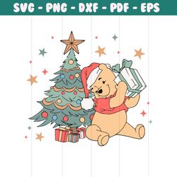 vintage winnie the pooh christmas tree svg file for cricut