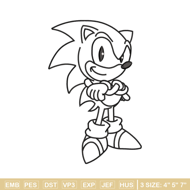 Sonic black white embroidery design, Sonic embroidery, Emb design, Embroidery shirt, Embroidery file, Digital download.jpg