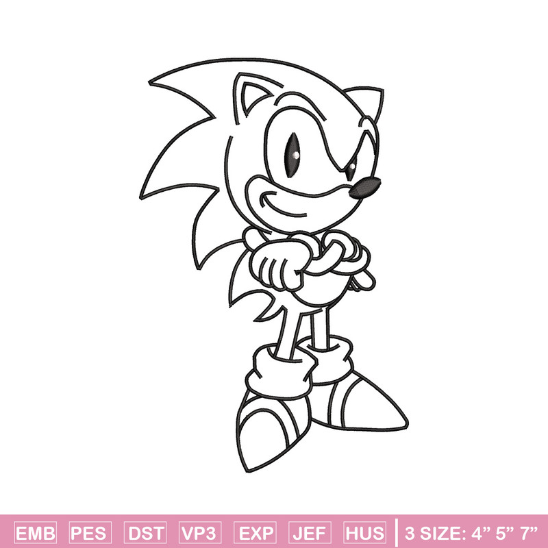 Sonic black white embroidery design, Sonic embroidery, Emb design, Embroidery shirt, Embroidery file, Digital download.jpg