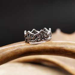 Royal crown ring, Size 7 US, Sterling silver, Made to Order