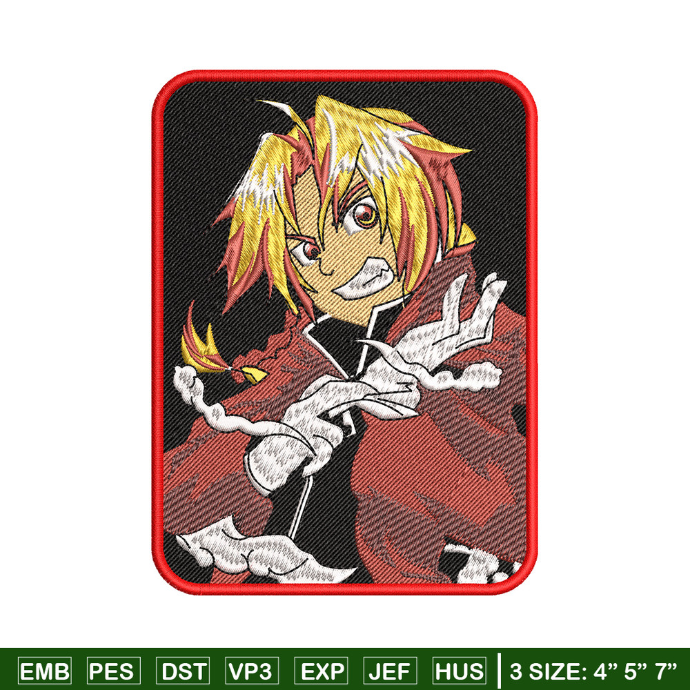 Edward Elric embroidery design, Fullmetal Alchemist embroidery, Logo design, anime design, anime shirt, Digital download.jpg