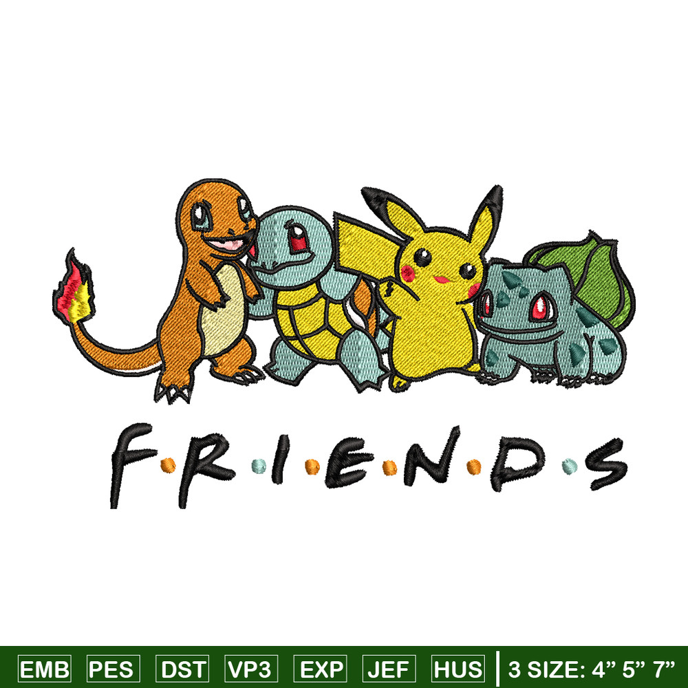 Friends Pokemon embroidery design, Pokemon embroidery, embroidery file, anime design, anime shirt, Digital download.jpg