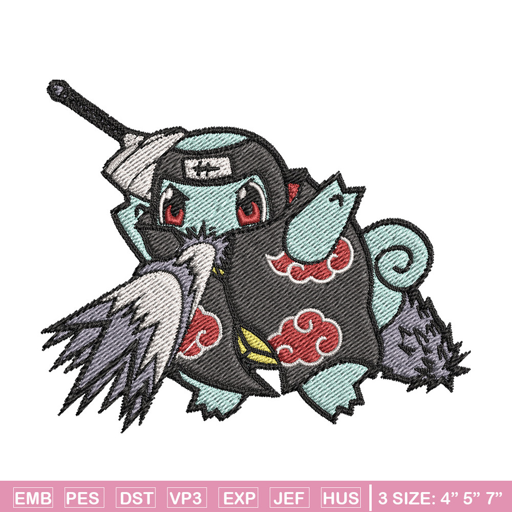 Squirtle kisame embroidery design, Pokemon embroidery, Anime design, Embroidery file, Digital download, Embroidery shirt.jpg