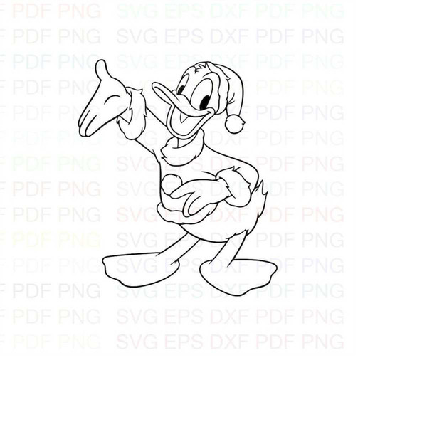 Donald_Duck_Santa_Mickey_Mouse_christmas Outline Svg Dxf Eps - Inspire