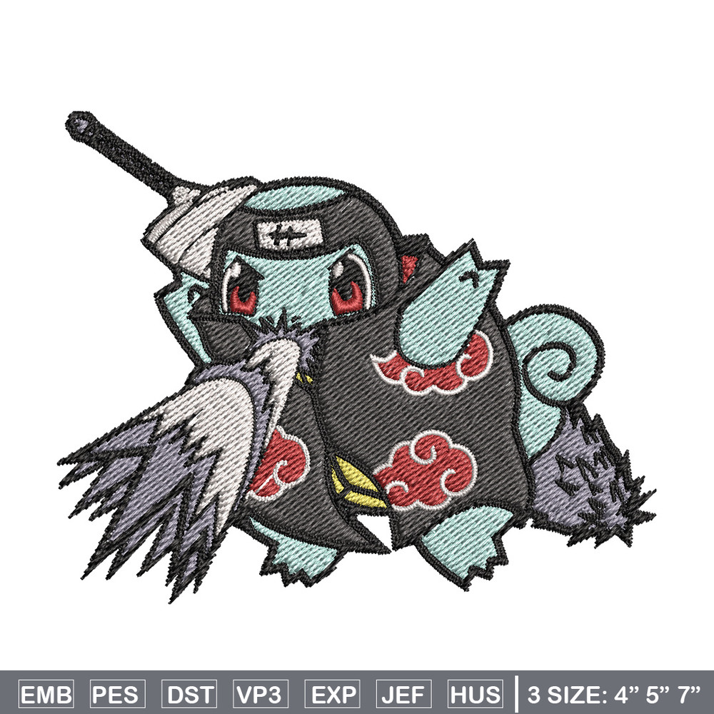 Squirtle kisame embroidery design, Pokemon embroidery, Anime design, Embroidery file, Digital download, Embroidery shirt.jpg