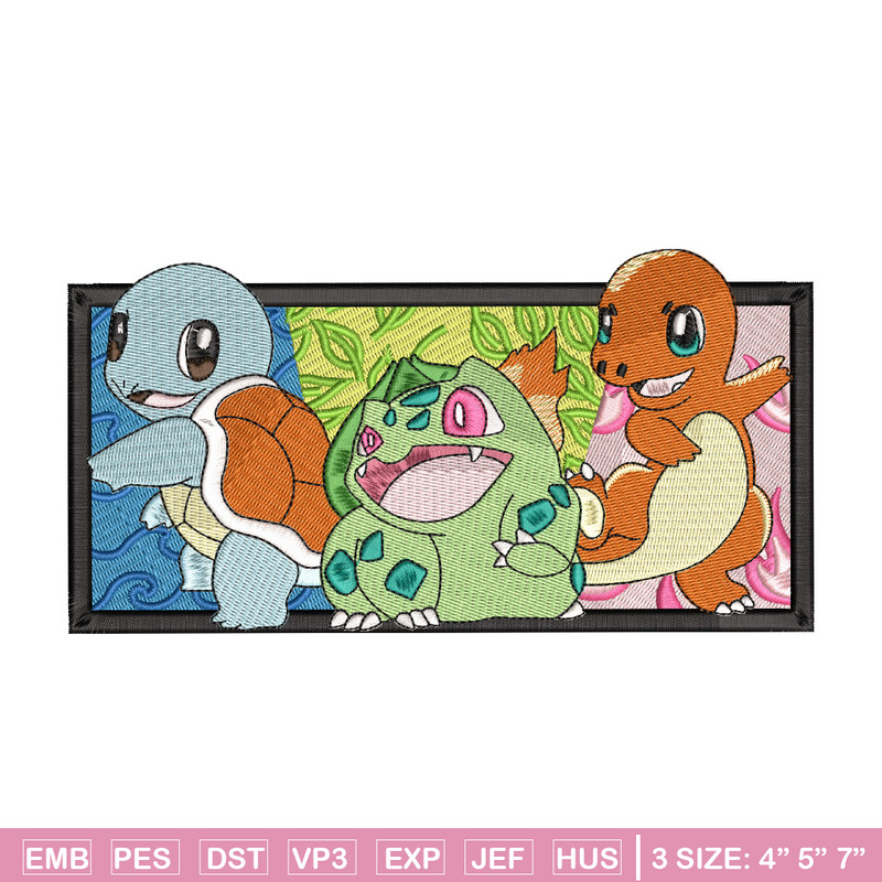 Starter Gen 1 embroidery design, Pokemon embroidery, Anime design, Embroidery shirt, Embroidery file, Digital download.jpg