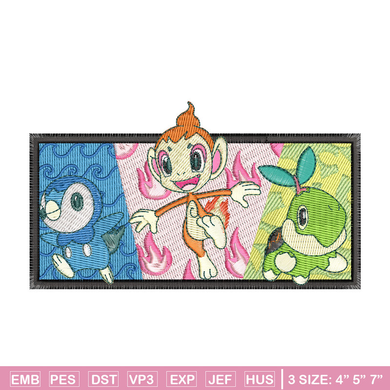 Starter Gen 4 embroidery design, Pokemon embroidery, Anime design, Embroidery shirt, Embroidery file, Digital download.jpg