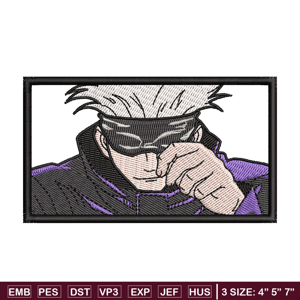 Gojo Satoru embroidery design, Jujutsu kaisen embroidery, anime design, embroidery file, anime shirt, Digital download.jpg