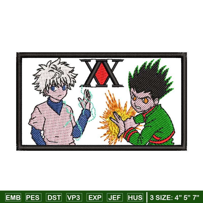 Gon and Killua embroidery design, Hunter x hunter embroidery, anime design, logo design, anime shirt, Digital download.jpg