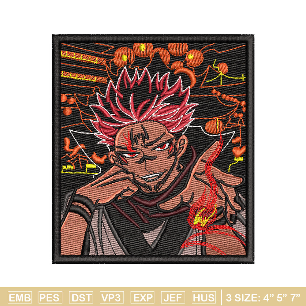 Sukuna frame embroidery design, Sukuna embroidery, Embroidery shirt, Embroidery file, Anime design, Digital download.jpg