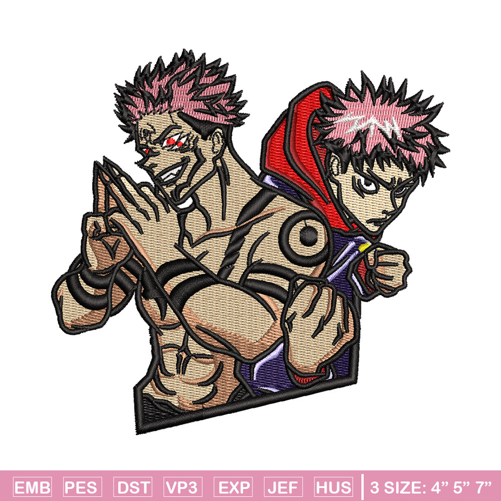 Sukuna x yuji embroidery design, Jujutsu embroidery, Anime design, Embroidery shirt, Embroidery file, Digital download.jpg