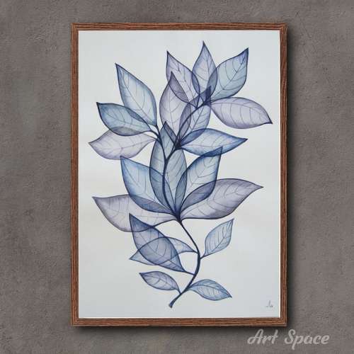 Original watercolor painting Delicate flower, home wall decor- blue painting - plant - blue flower - transparent plant