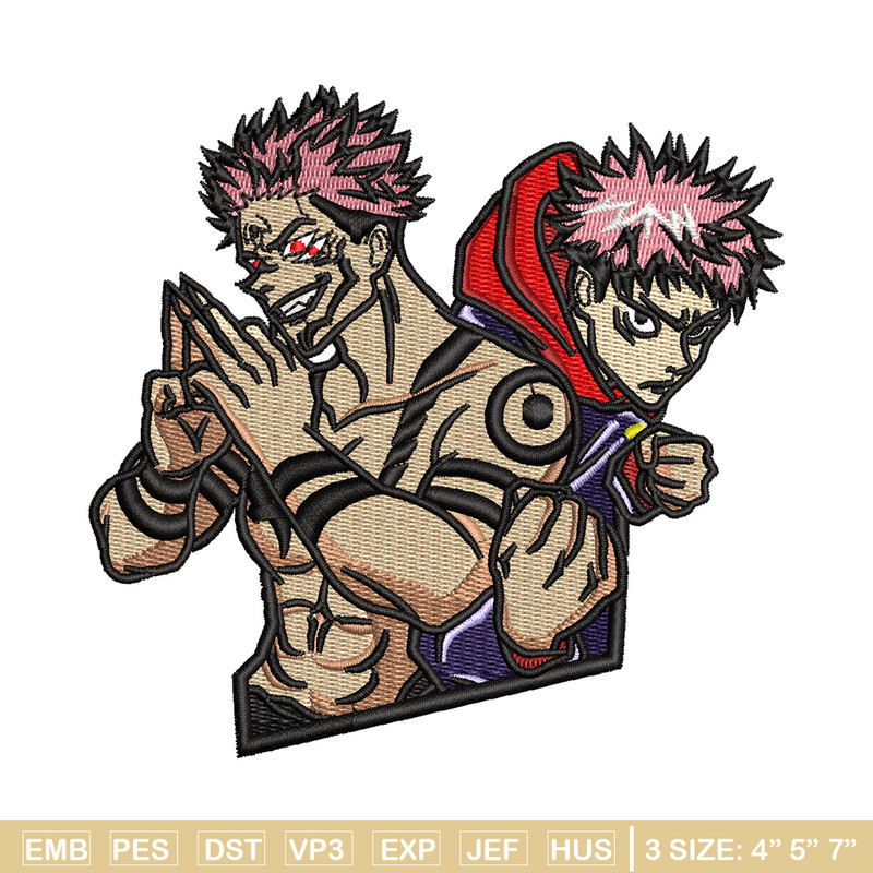 Sukuna x yuji embroidery design, Jujutsu embroidery, Anime design, Embroidery shirt, Embroidery file, Digital download.jpg