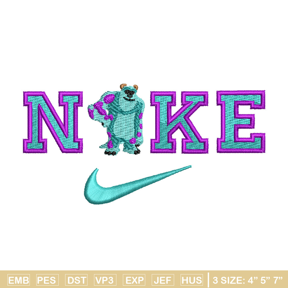 Sullivan nike embroidery design, Disney embroidery, Nike design, Embroidery shirt, Embroidery file, Digital download.jpg