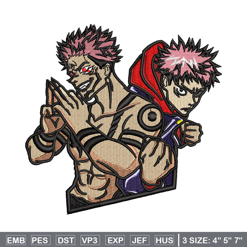 Sukuna x yuji embroidery design, Jujutsu embroidery, Anime design, Embroidery shirt, Embroidery file, Digital download.jpg