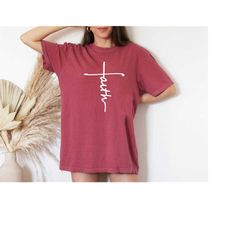 comfort colors faith cross christian shirt, faith cross shirt, christian gift, faith gift, faith shirts for women, gift