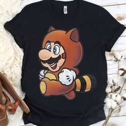 nintendo super mario tanooki suit vintage graphic t-shirt, super mario gaming tee - a1076
