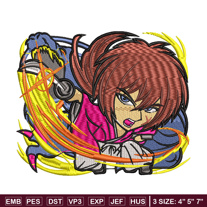Himura Kenshin embroidery design, Himura Kenshin embroidery, Logo design, anime design, anime shirt, Digital download.jpg