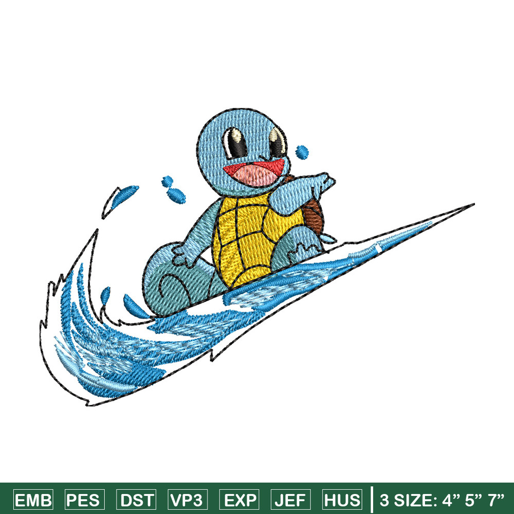 Swoosh squirtle embroidery design, Pokemon embroidery,Anime design,Embroidery file, Embroidery shirt, Digital download.jpg