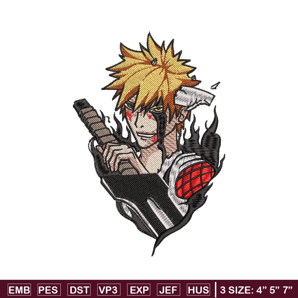 Ichigo kurosaki embroidery design, Bleach embroidery, embroidery file, anime design, anime shirt, Digital download.jpg