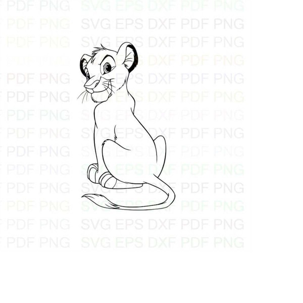 Simba Vector File The_Lion_King_Simba Outline Svg Dxf Eps Pdf Png, Cricut, Cut - Inspire ...