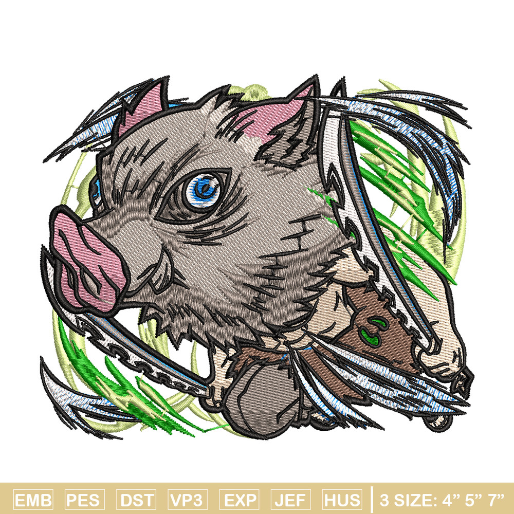 Inosuke embroidery design, Kimetsu no Yaiba embroidery, embroidery file, anime design, anime shirt, Digital download.jpg