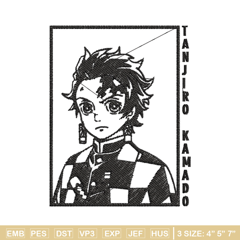 Tanjiro black embroidery design, Tanjiro embroidery, Embroidery shirt, Embroidery file, Anime design, Digital download.jpg