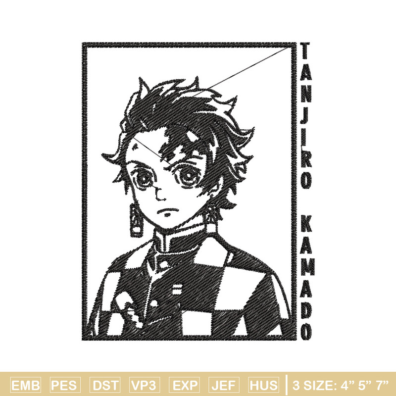 Tanjiro black embroidery design, Tanjiro embroidery, Embroidery shirt, Embroidery file, Anime design, Digital download.jpg