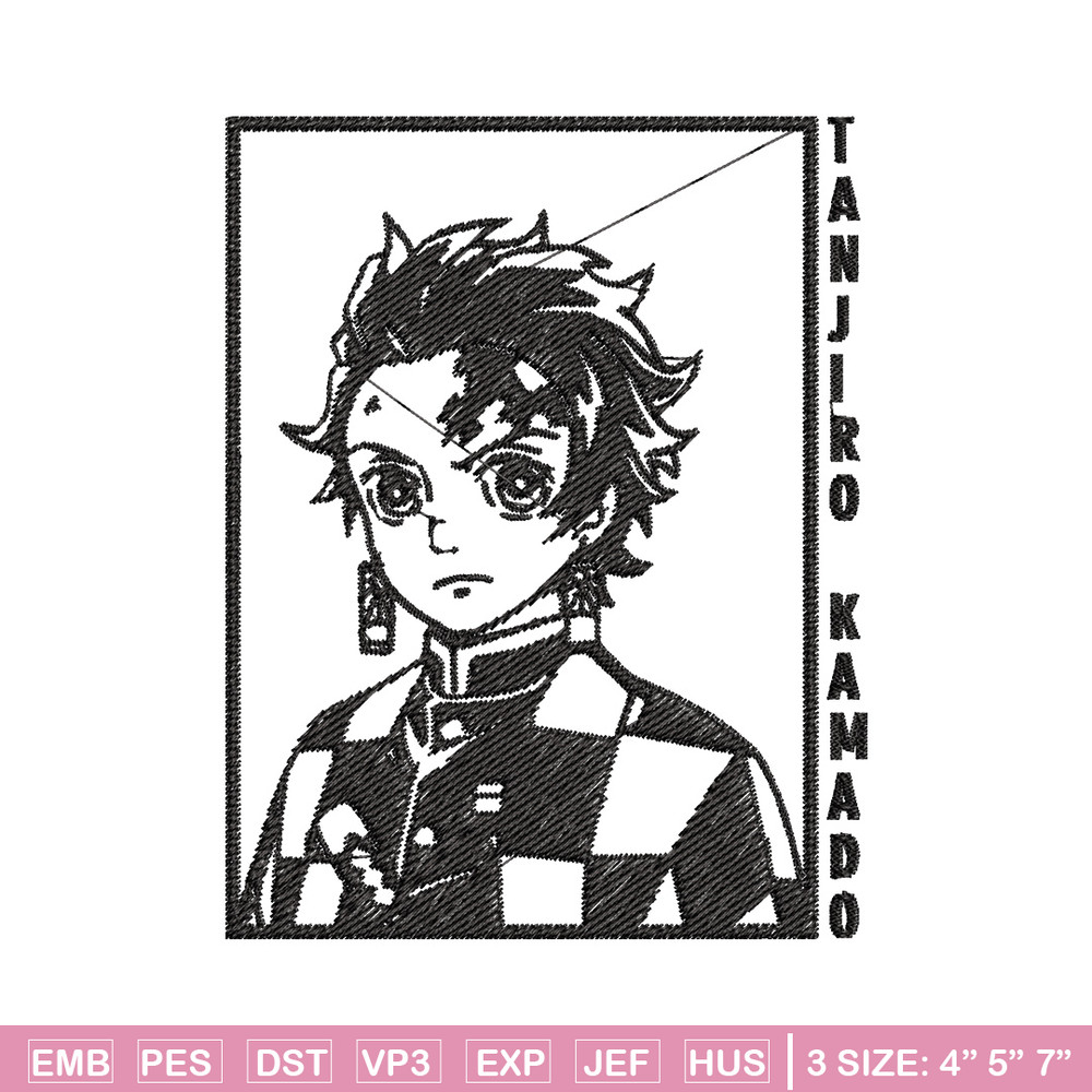 Tanjiro black embroidery design, Tanjiro embroidery, Embroidery shirt, Embroidery file, Anime design, Digital download.jpg