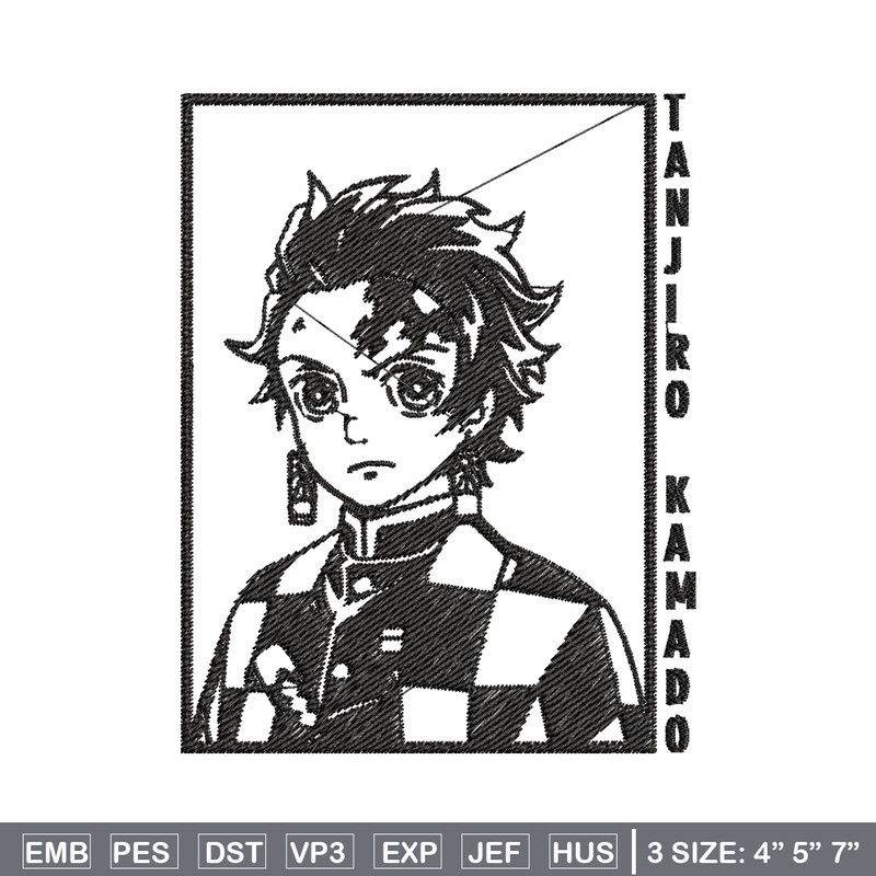 Tanjiro black embroidery design, Tanjiro embroidery, Embroidery shirt, Embroidery file, Anime design, Digital download.jpg