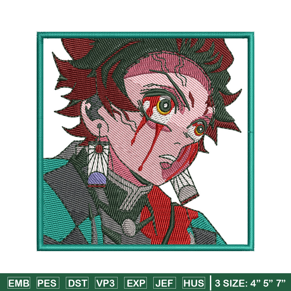Tanjiro green embroidery design, Tanjiro embroidery, Anime design, Embroidery shirt, Embroidery file, Digital download.jpg