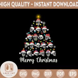 skull christmas tree with santa hat png, funny skull christmas png, christmas skeleton png, christmas skull png sublimat