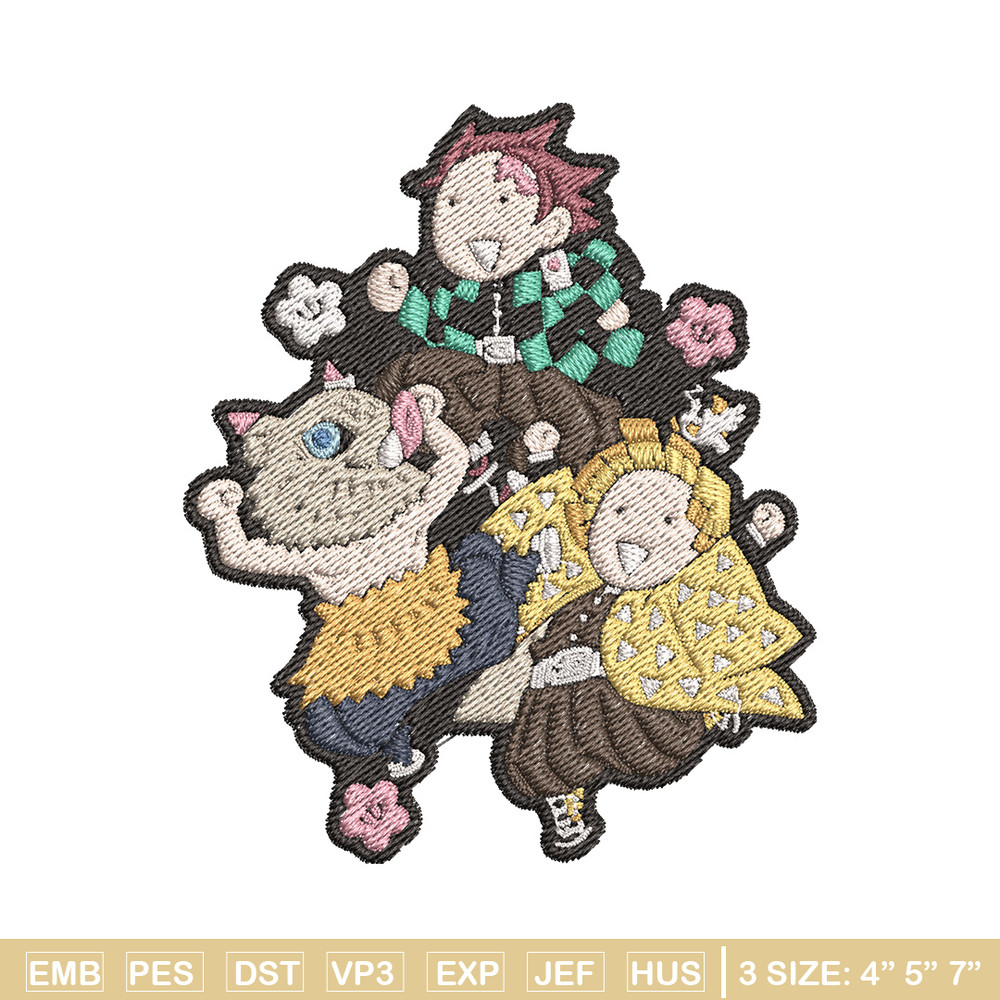 Tanjiro friends embroidery design, Tanjiro embroidery, Embroidery shirt, Embroidery file, Anime design, Digital download.jpg