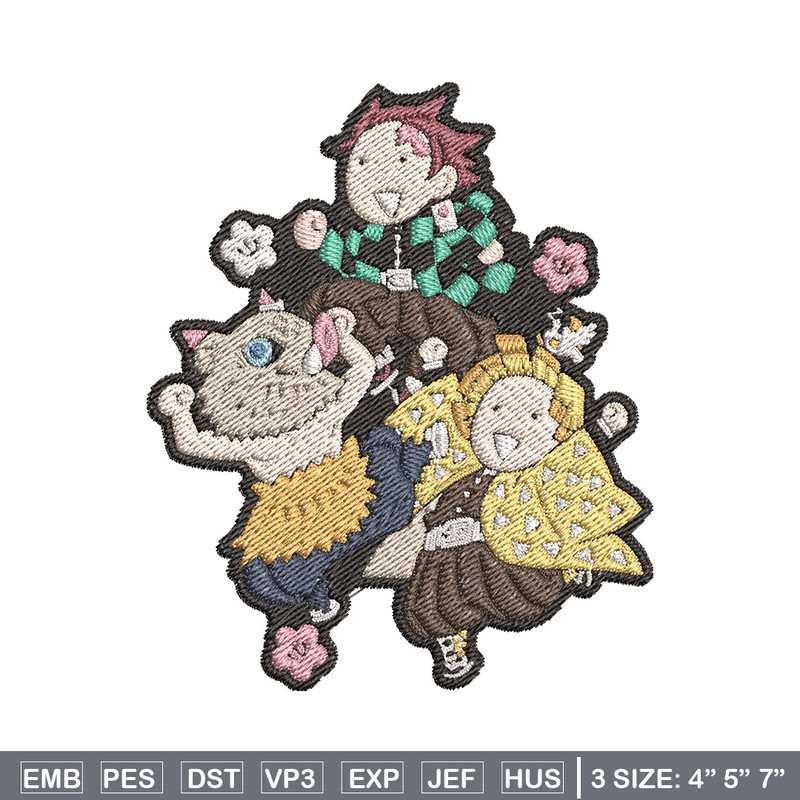 Tanjiro friends embroidery design, Tanjiro embroidery, Embroidery shirt, Embroidery file, Anime design, Digital download.jpg