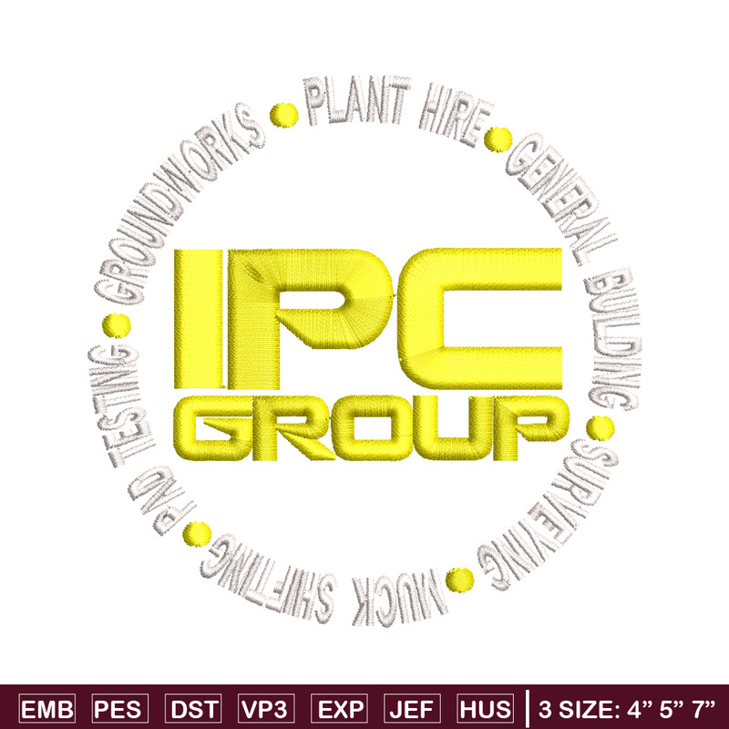 IPC Group logo embroidery design, IPC Group embroidery, logo design, logo shirt, Embroidery file, Instant download.jpg