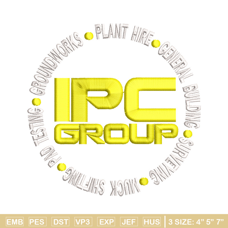 IPC Group logo embroidery design, IPC Group embroidery, logo design, logo shirt, Embroidery file, Instant download.jpg