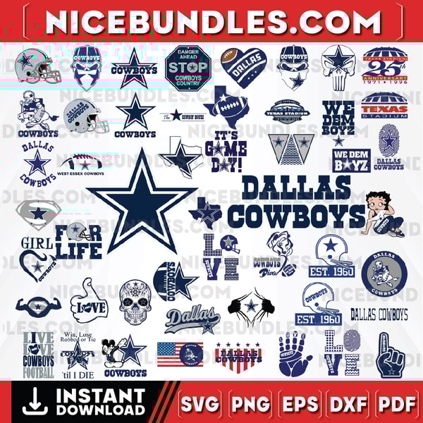 50 Files Dallas Cowboys Team Bundle Svg, Dallas Cowboys svg, | Inspire ...